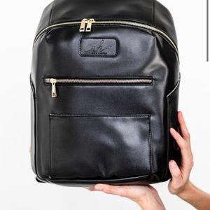 Sage and Harper Black Faux Leather Backpack
